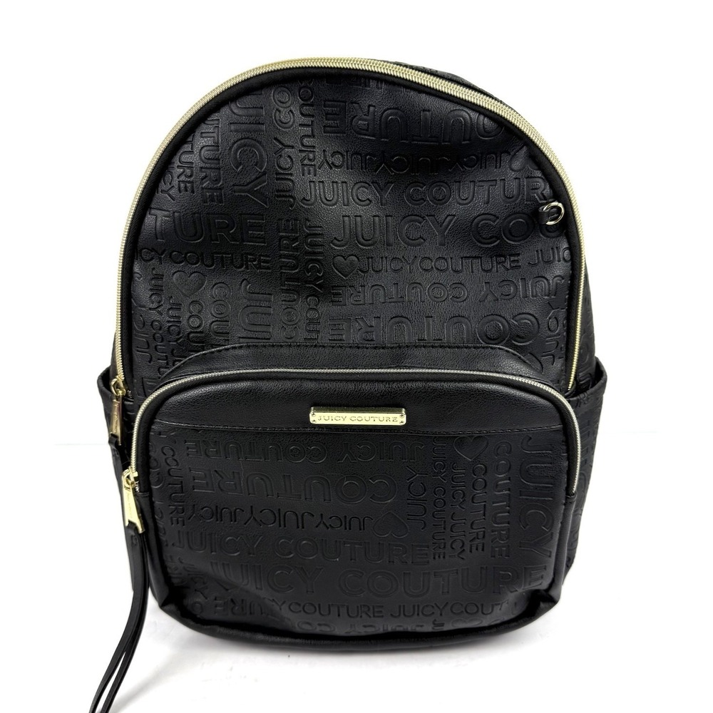 Juicy Couture Word Play Backpack Black Faux Leather Street Wear Chic Handbag New